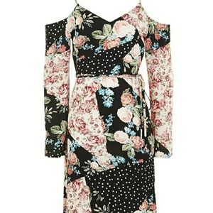 Top Shop Cold Shoulder Floral Dress